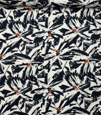 Crepe Twill Black Flower