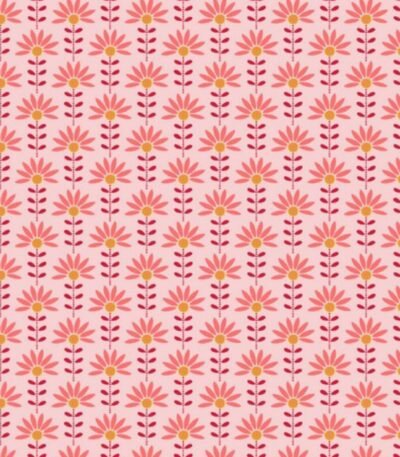 Popeline Resinada Graphic Flower – Rosa