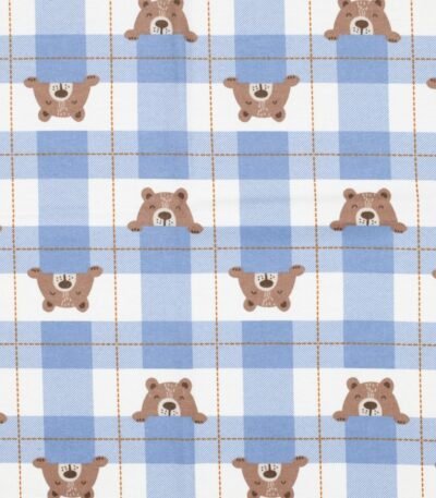 Flanela Estampada Xadrez Ursinhos – Azul