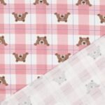 Flanela Estampada Xadrez Ursinhos – Rosa - imagem 4