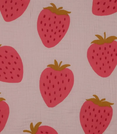 Musselina Big Strawberries – Rosa Claro