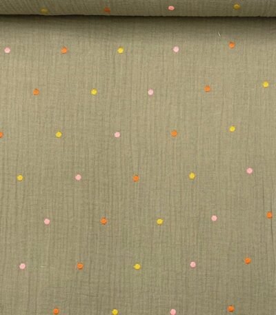 Musselina Bordada Dots – Verde