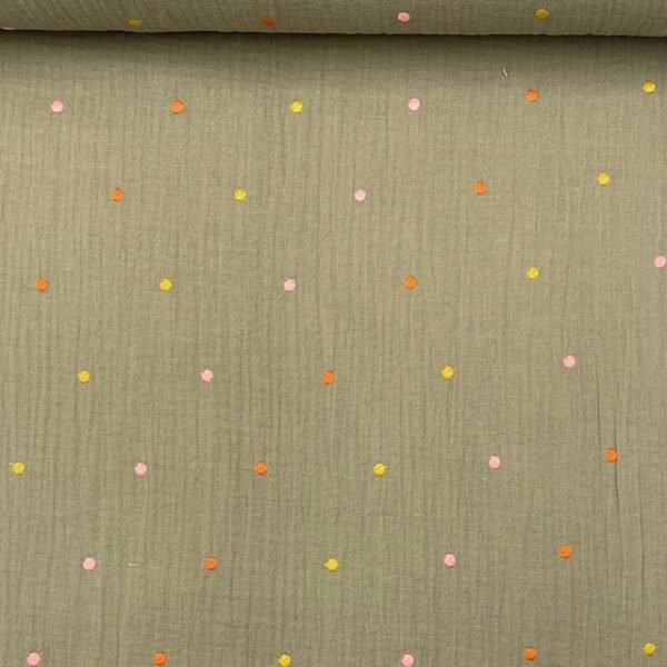 Musselina Bordada Dots – Verde