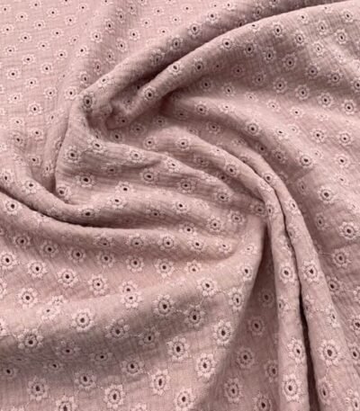 Musselina Bordado Inglês – Rosa