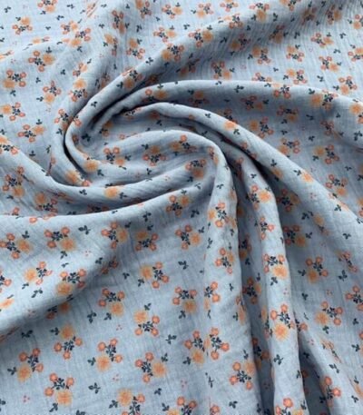 Musselina Floral – Azul Bebé