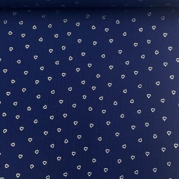 Musselina Silver Heart – Azul Marinho