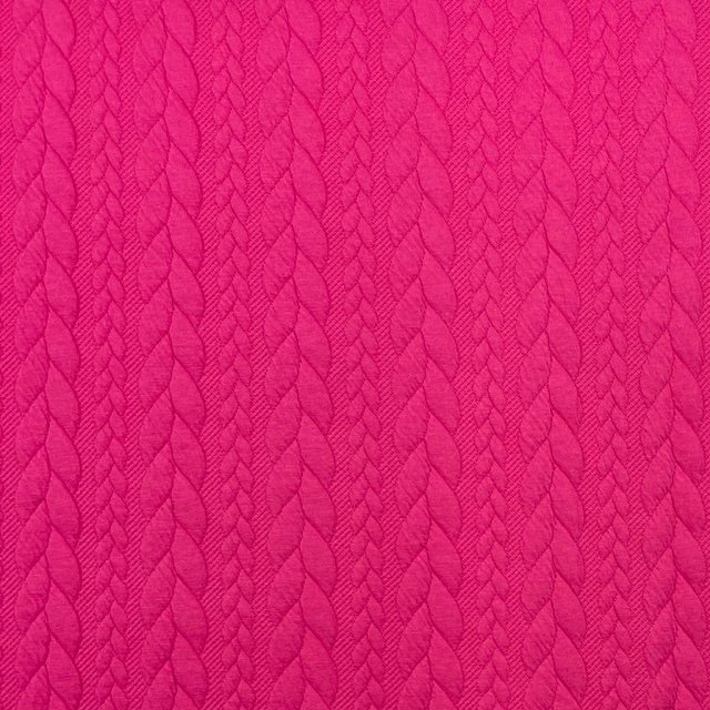 Jersey Jacquard Entrançado Acolchoado – Rosa Fuxia