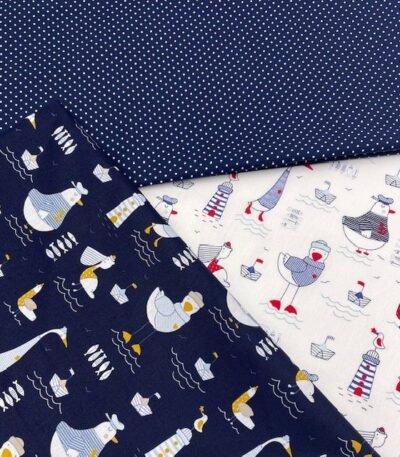 Conj. Duck Navy 3 Popelines 1 mt x 1,50mt