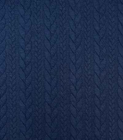 Jersey Jacquard Entrançado Acolchoado – Azul Marinho