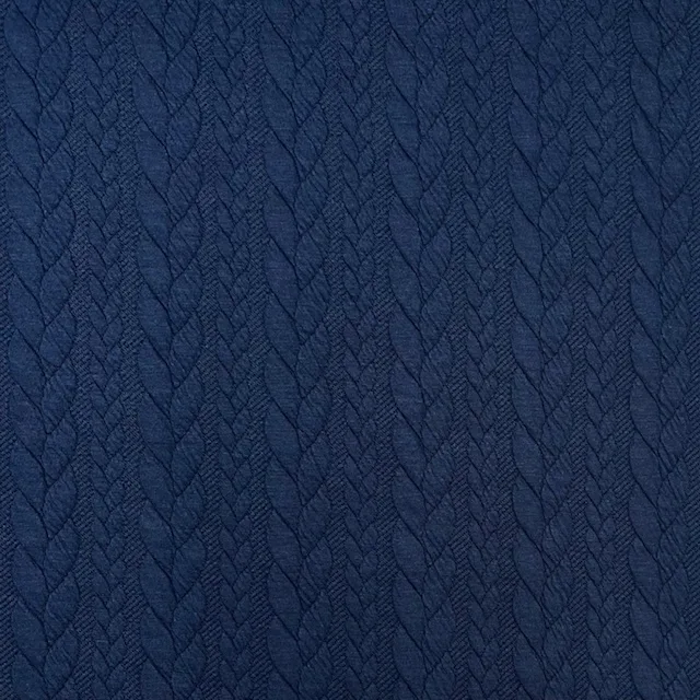 Jersey Jacquard Entrançado Acolchoado – Azul Marinho