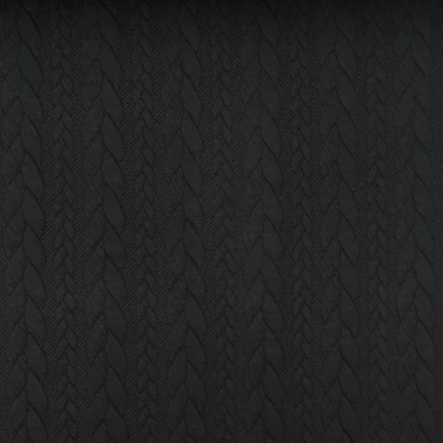 Jersey Jacquard Entrançado Acolchoado – Preto