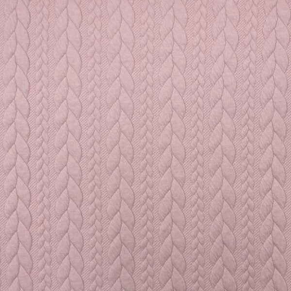 Jersey Jacquard Entrançado Acolchoado – Rosa Claro
