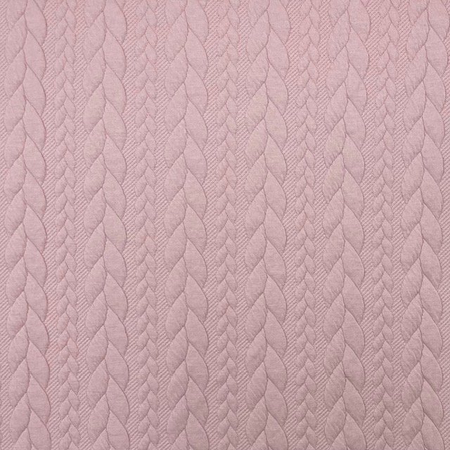 Jersey Jacquard Entrançado Acolchoado – Rosa Claro