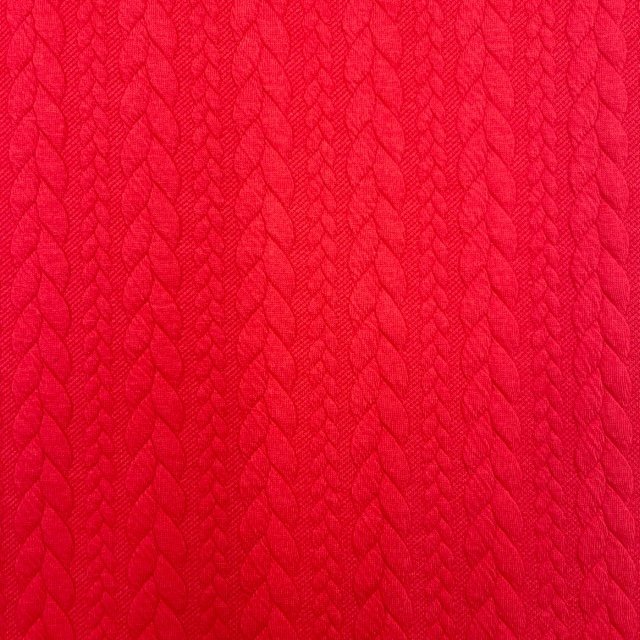 Jersey Jacquard Entrançado Acolchoado – Vermelho