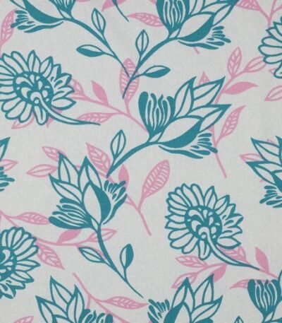 Linho Viscose Flowers – Rosa