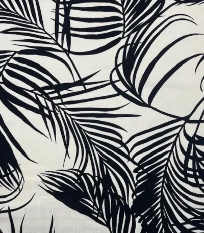 Linho Viscose Big Leaves – Preto