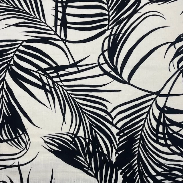 Linho Viscose Big Leaves – Preto