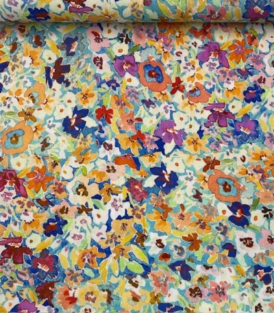 Linho Viscose Happy Flowers – Verde