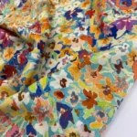 Linho Viscose Happy Flowers – Verde - imagem 3