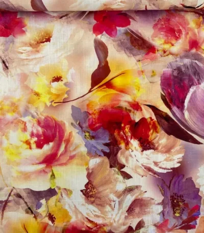 Linho Viscose Spring Bouquet – Rosa