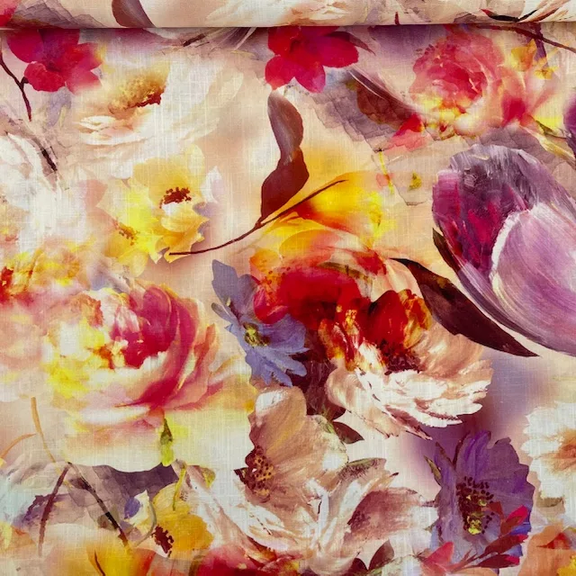 Linho Viscose Spring Bouquet – Rosa