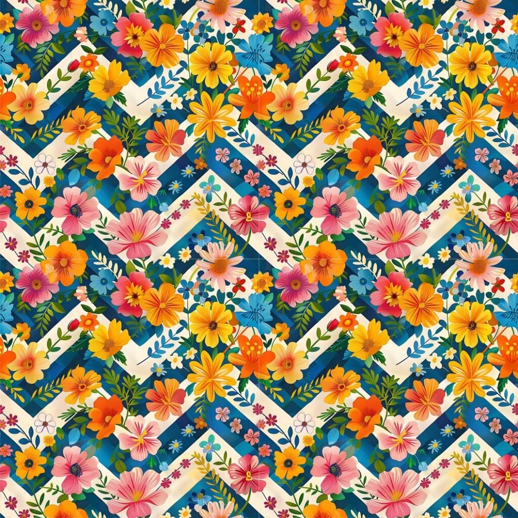 Lycra Estampada – Chevron Flowers