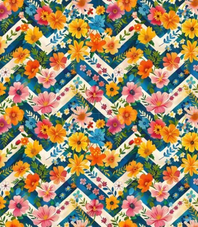 Lycra Estampada – Chevron Flowers