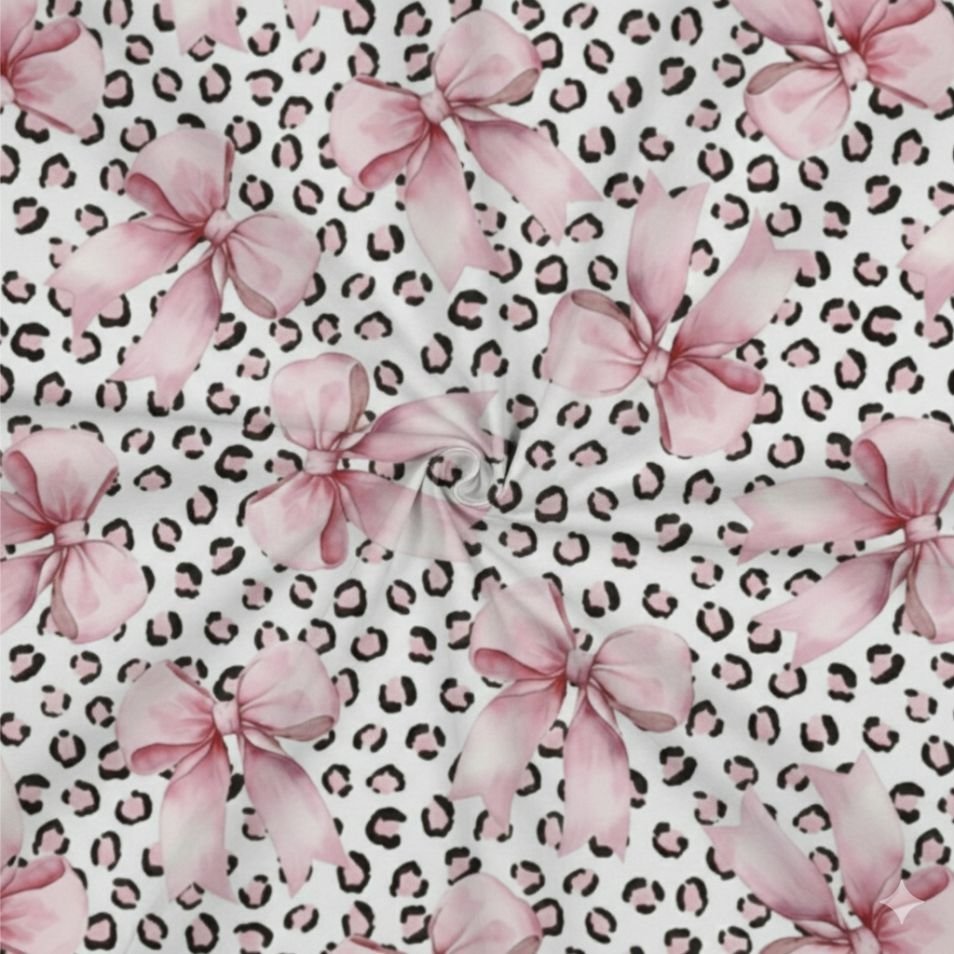 Tecido Lycra Leopardo e Lacos f Violet Fabrics