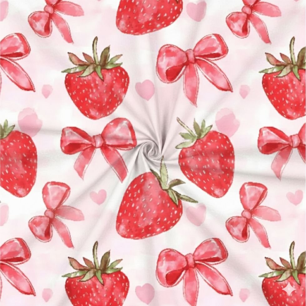 Tecido Lycra morangos m Violet Fabrics