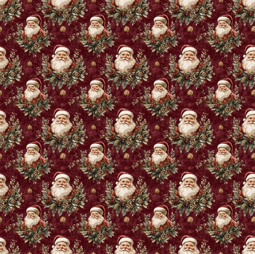 Tecido Decoração Policanvas Natal Azevinho Pai Natal
