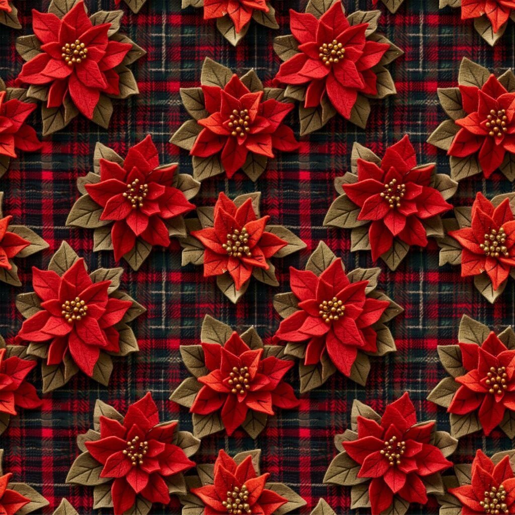 Policanvas Natal – Tartan 3D Flower