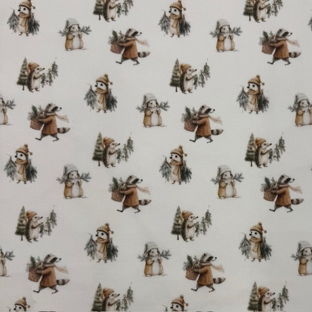 Tecido Popeline Animais Inverno