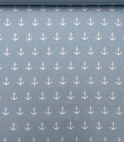 Popeline Âncoras – Azul Claro
