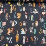 Popeline Animals Letters – Preto