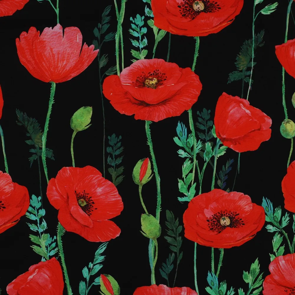 Popeline Big Flower – Preto