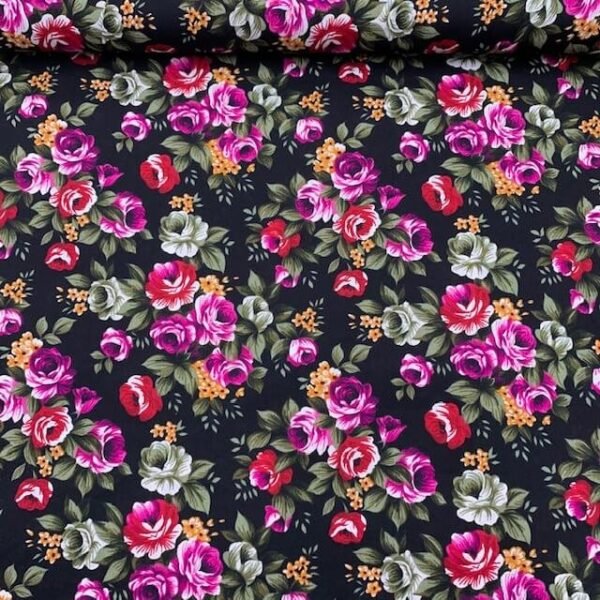 Popeline Big Rose – Preto