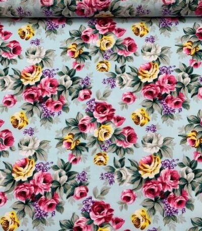 Popeline Big Rose – Azul Claro