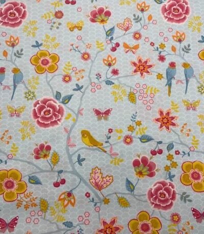 Popeline Bird Flower – Azul