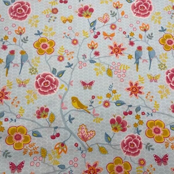 Popeline Bird Flower – Azul