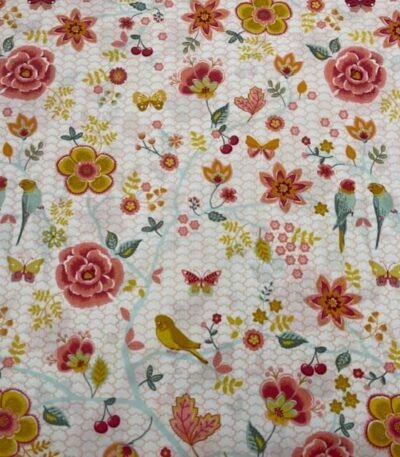 Popeline Bird Flower – Branco