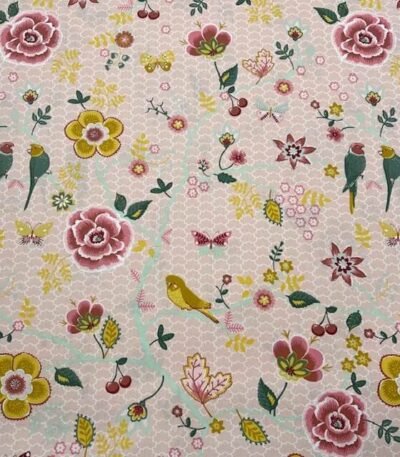Popeline Bird Flower – Rosa