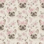 Popeline Animais Bull Dog - Pérola