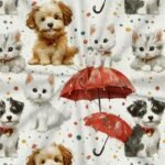 Popeline Animais Cão e Gato – Branco - imagem 2