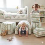 Popeline Animais Cão e Riscas - Verde Menta - Image 3