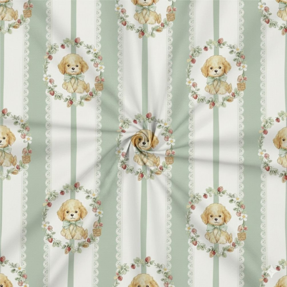 Tecido Popeline Caes Riscas a Violet Fabrics