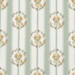 Popeline Animais Cão e Riscas - Verde Menta