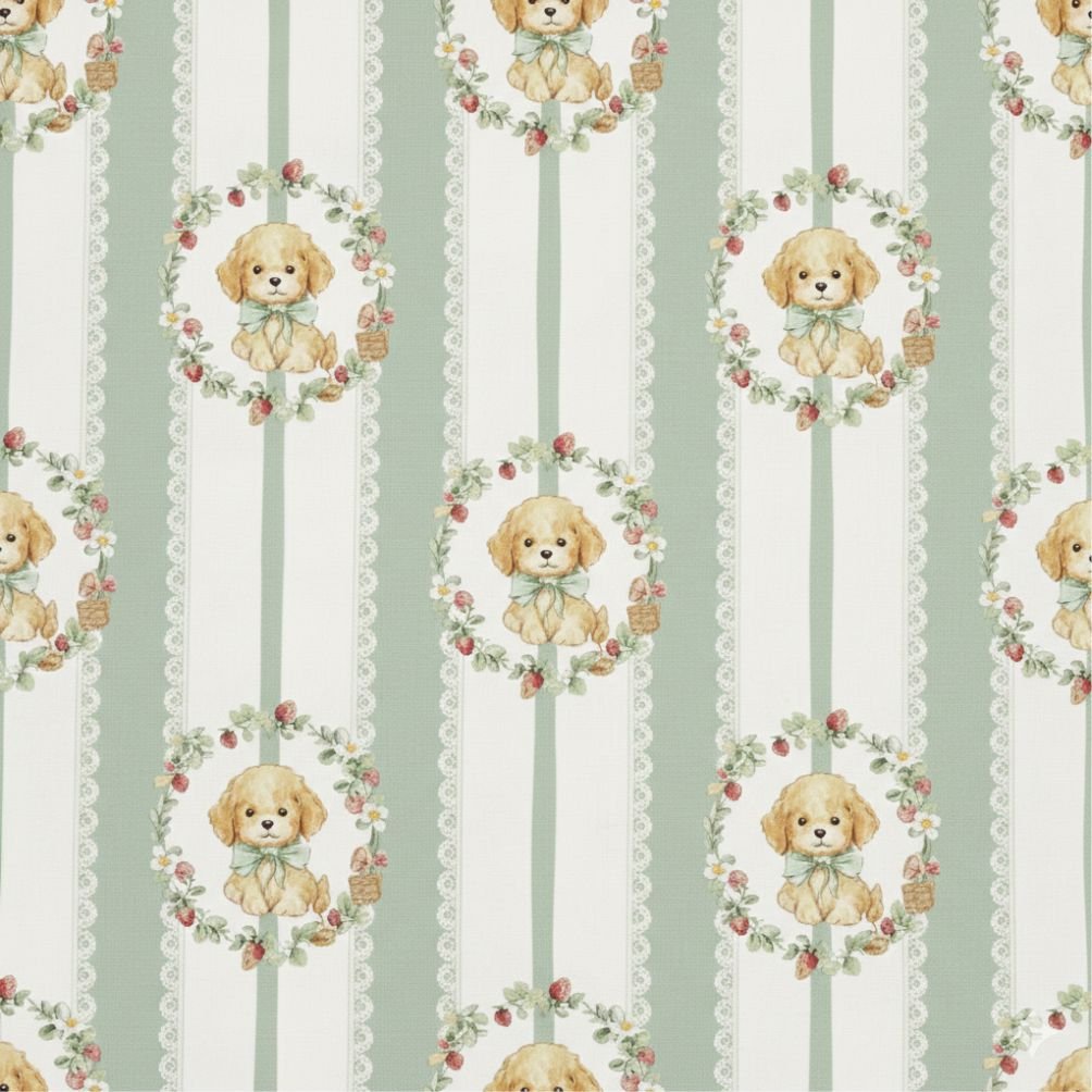 Tecido Popeline Caes Riscas b Violet Fabrics