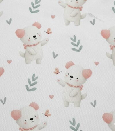 Popeline Animais Cão e Borboleta – Branco