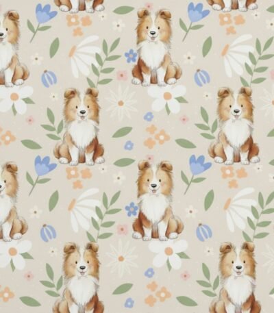 Popeline Animais Cão Lacy – Bege