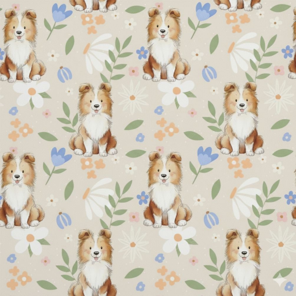 Popeline Animais Cão Lacy – Bege